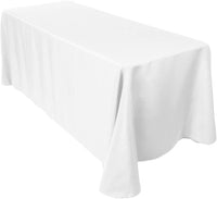 Leading Linens 10-Pcs 90" X 156" Inch Rectangular Polyester Cloth Fabric Linen Tablecloth - Wedding Reception Restaurant Banquet Party - Machine Washable - White