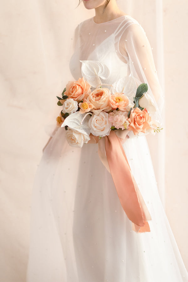 Bridal Bouquet - Peach Whimsy Free-Form Design