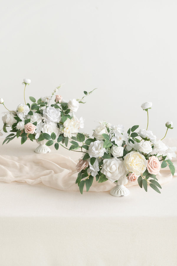 Large White  Sage Floral Centerpiece Set