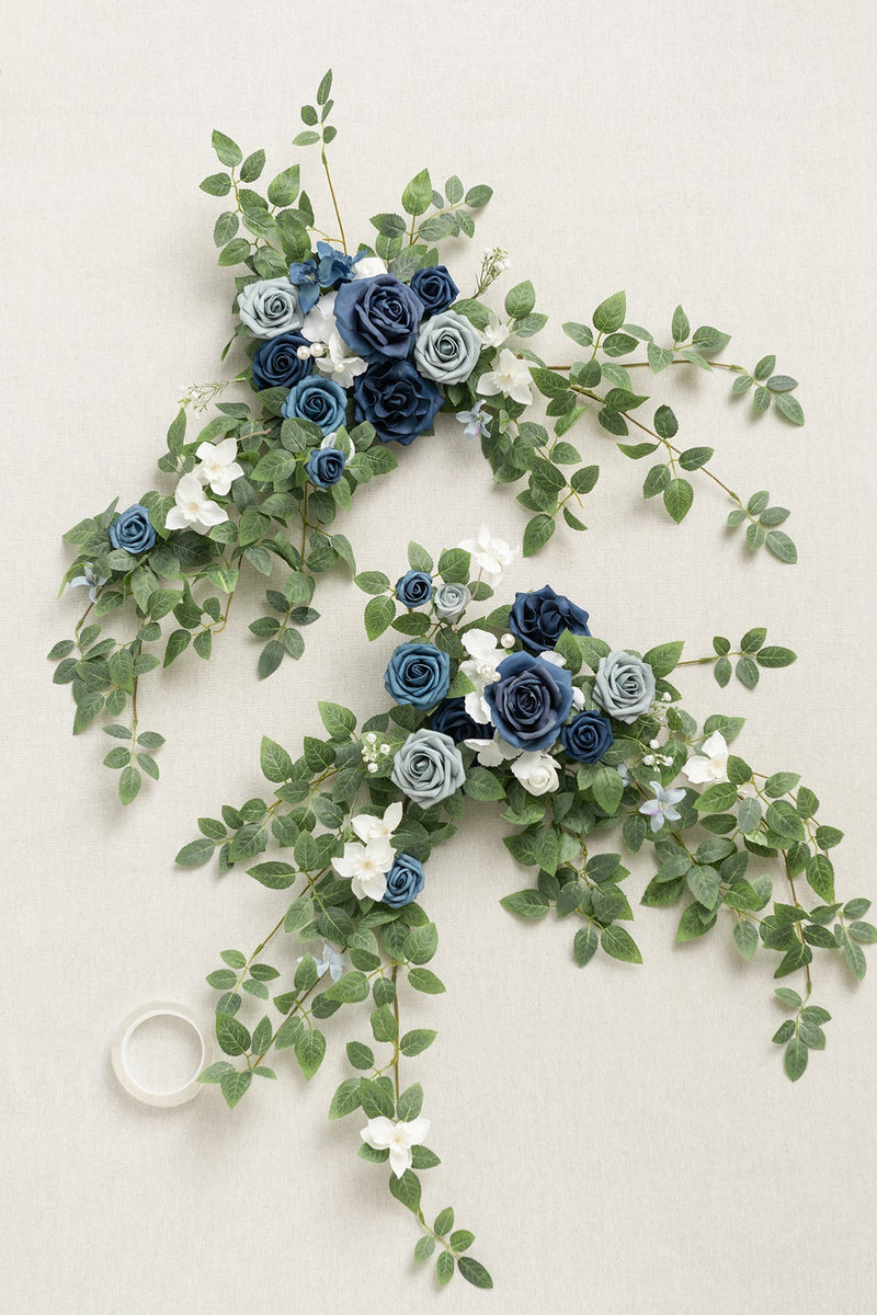Dusty Blue  Navy Floral Swag for Sweetheart Table