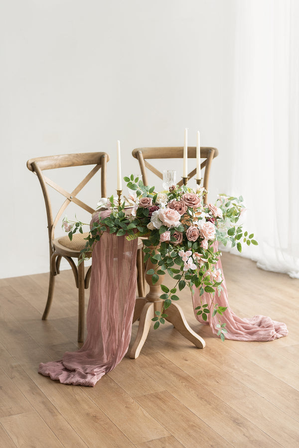 Floral Swags for Sweetheart Table in Dusty Rose  Cream