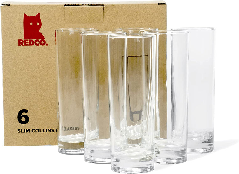 Collins Slim Water Beverage Glasses, 10 Ounce - Set of 6