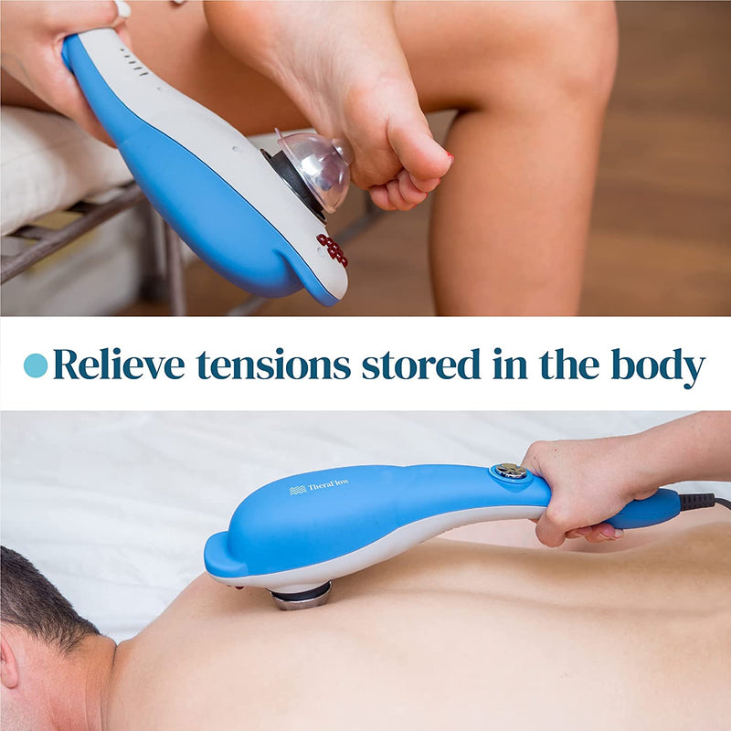 TheraFlow Deep Tissue Massager - Back Massager, Handheld Massager for Full-Body Relief - Neck, Muscle, Shoulder, Foot, Leg, Calf Pain - Electric, Personal Massager with 3 Adjustable Heads and Speeds