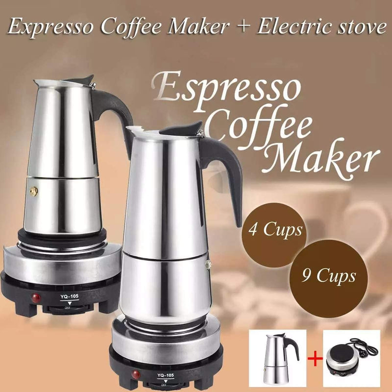 200/450ml Portable Espresso Coffee Maker Moka Pot Stainless Steel with Electric stove Filter Percolator Coffee Brewer Kettle Pot (450ml)