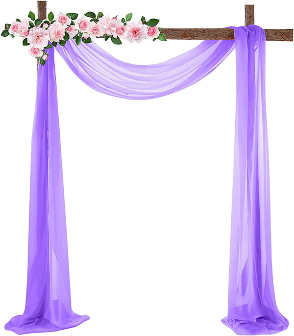 18FT Purple Sheer Wedding Arch Backdrop Curtain with Table Runner and Valance