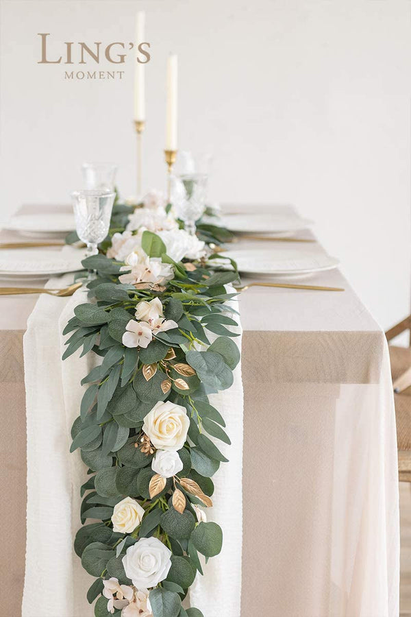 6Ft Artificial Eucalyptus Garland for Wedding and Home Decor - Elegant Cream