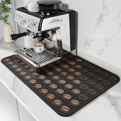 DK177 Coffee Mat Coffee Bar Mat Hide Stain Absorbent Drying Mat with Waterproof Rubber Backing Fit Under Coffee Maker Coffee Machine Coffee Pot Espresso Machine Coffee Bar Accessories-19"x12"