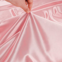 Pink Satin Tablecloth for Parties Wedding, Rose Gold Glitter Table Cloth round 60 Inch for Birthday Banquet Reception Decor, Sparkly Bright Silk Fabric Blush Table Cover with Shimmer Sheer Border