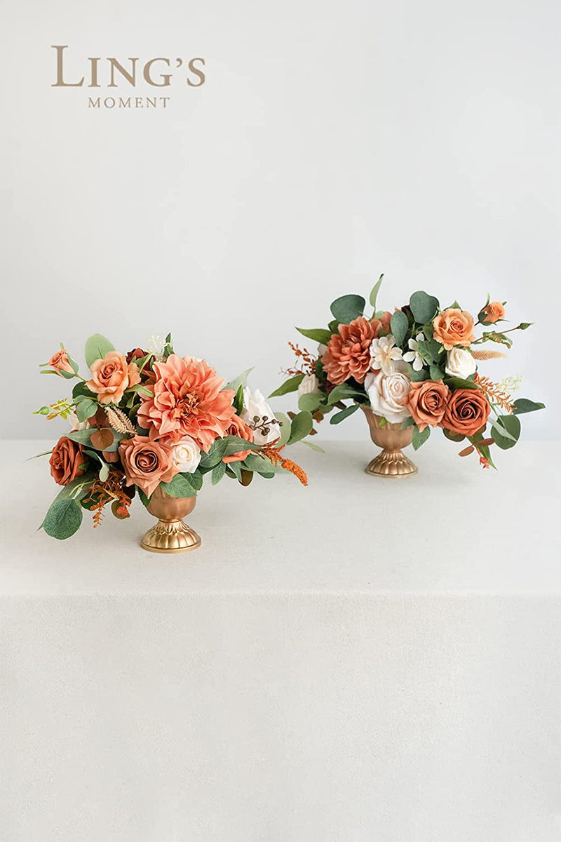 Wedding Flower Centerpiece Set of 2 - Sunset Terracotta