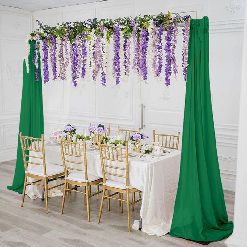 Green Chiffon Draping Fabric for Wedding Arch Decoration - 2 Panels 6 Yards Hunter Green