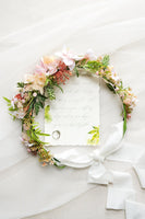 Bridal Flower Crown in Tropical Citrus & Pink