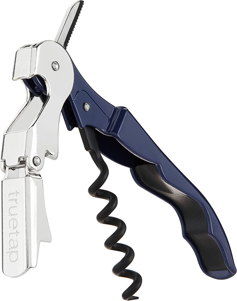 True TrueTap Double Hinged Waiter’s Corkscrew, Matte Black Wine Bottle Opener with Foil Cutter, Wine Key