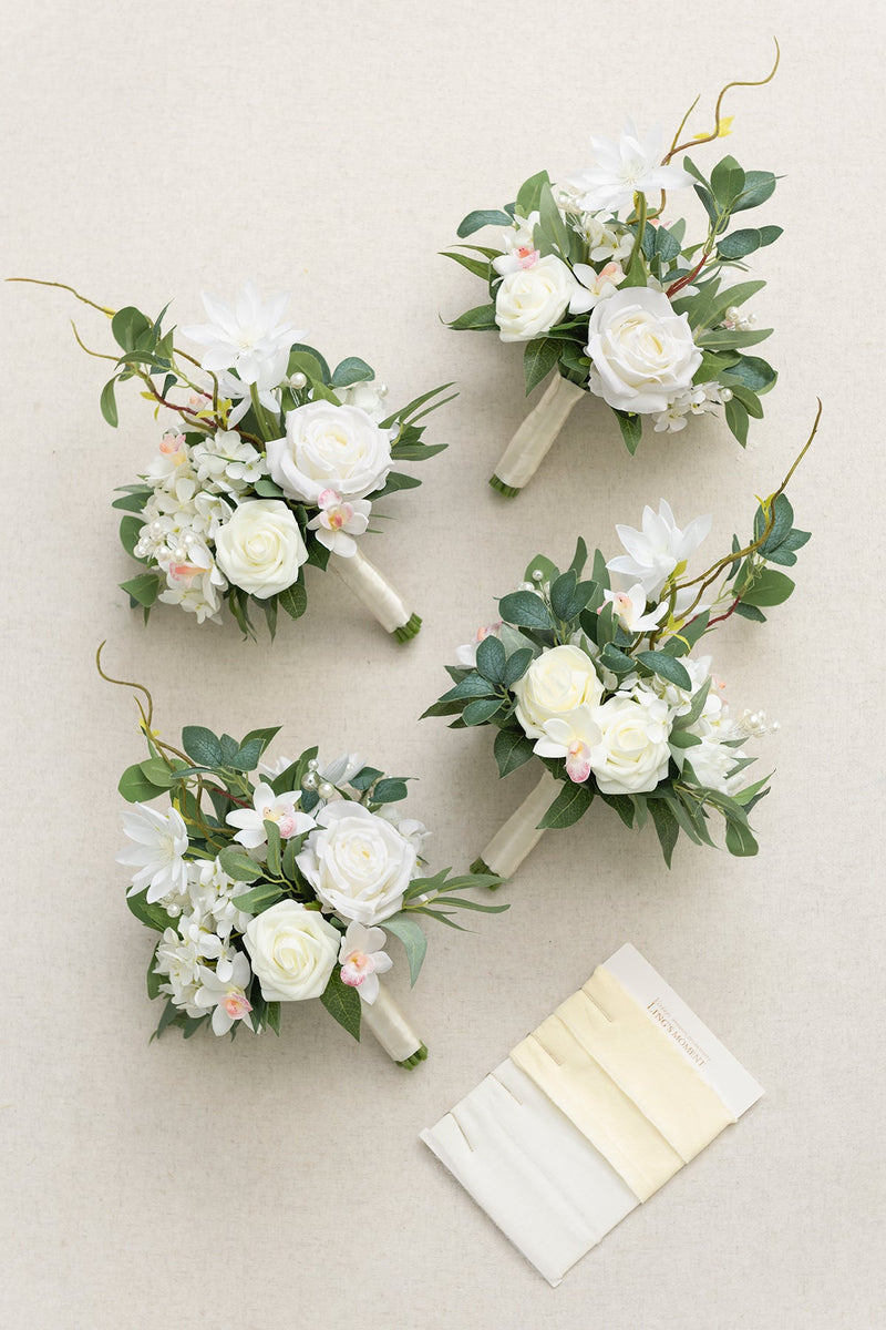 Natural White Bridesmaid Bouquet - Free-Form