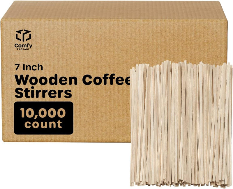 [1000 Count] 7.5 Inch Wooden Coffee Stirrers - Wood Stir Sticks