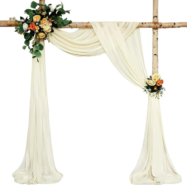 Wedding Arch Drapes - 2 Panels 6 Yards - Chiffon Fabric for Decorations - IvoryIvory