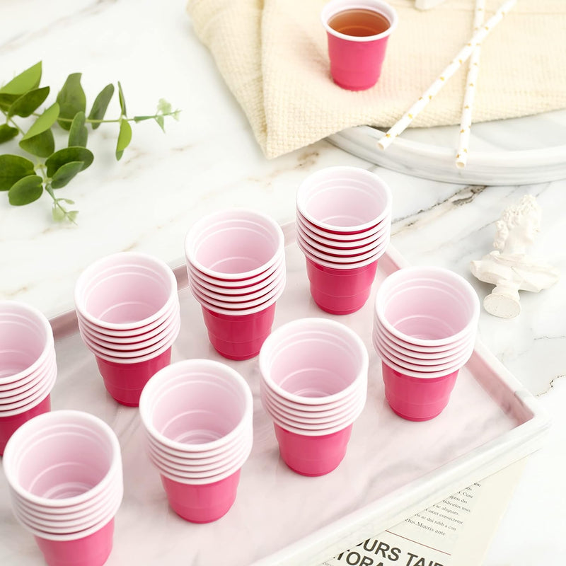 Pink Plastic Shot Cups, 100ct 2oz, Hot Pink Party Cups, Bachelorette Party, Birthday Party Cups, Jello Shots, Baby shower, Hot Pink Party favors, Pink Party, Party Shot Glasses