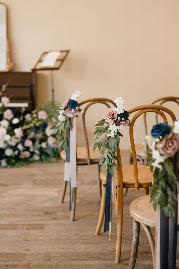Dusty Rose  Navy Aisle and Chair Decor