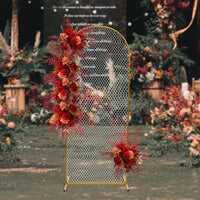 79" Gold Arch Backdrop Stand with Grid, Mesh Arch Stand Floral Balloon Arch Decortion Frame for Party Wedding Ceremony Garden Arbor, Door Shape Metal Grid Arch Event Photo Booth Background Decoration