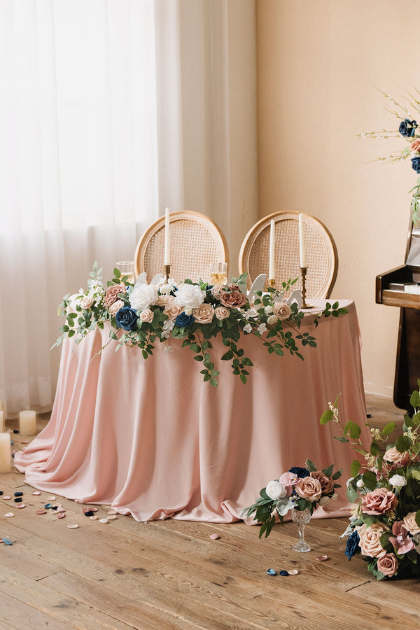 Floral Swags in Dusty Rose  Navy - Head Table Decor