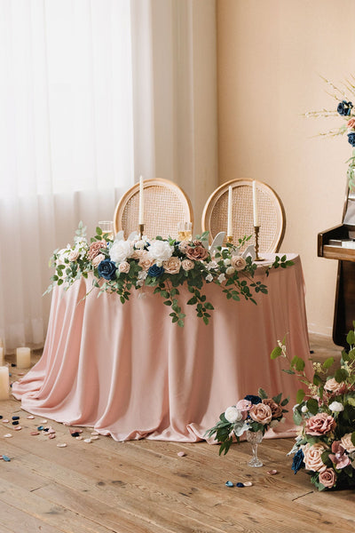 Head Table Floral Swags in Dusty Rose & Navy