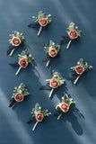 Boutonnieres for Guests in Dusty Rose & Navy