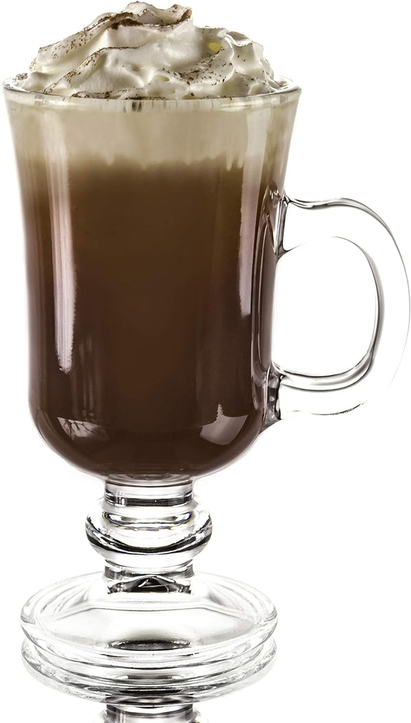 Red Co. Original Footed Clear Glass Irish Coffee Mug, Set of 6-7.75 Ounce