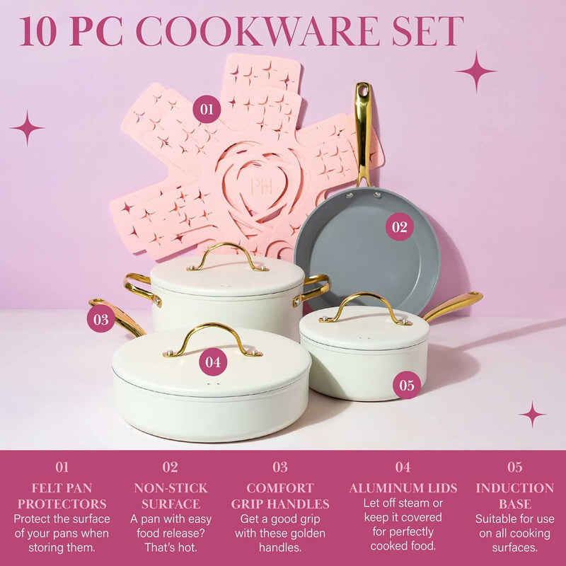 Paris Hilton Nonstick Cookware Set 10-Piece