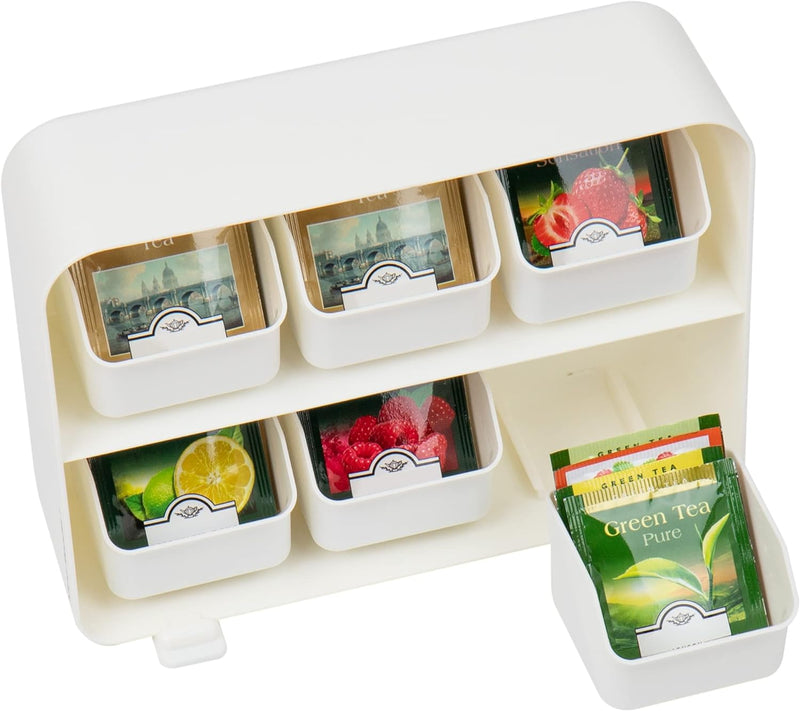 Mind Reader 6 Drawer Tea Bag Holder and Organizer, White