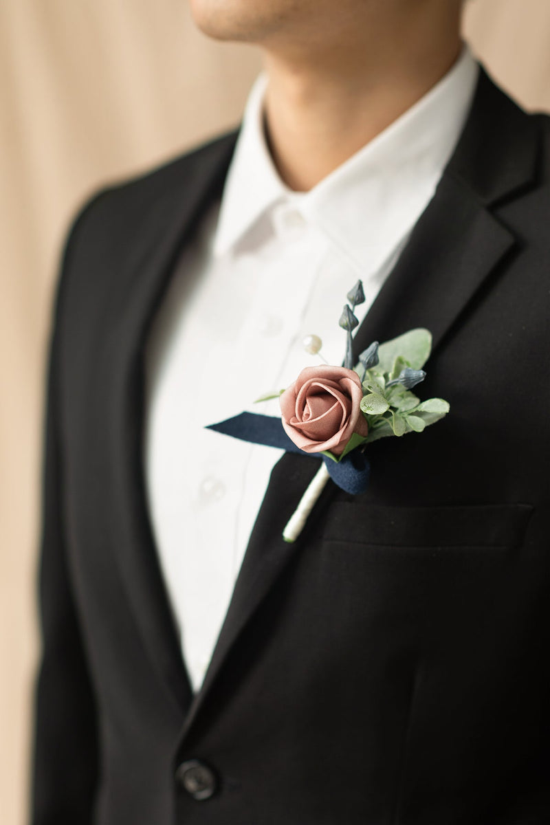 Dusty Rose Navy Boutonnieres