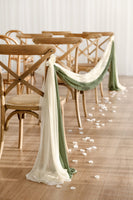 Sheer Aisle Swags for Church Wedding in White & Sage