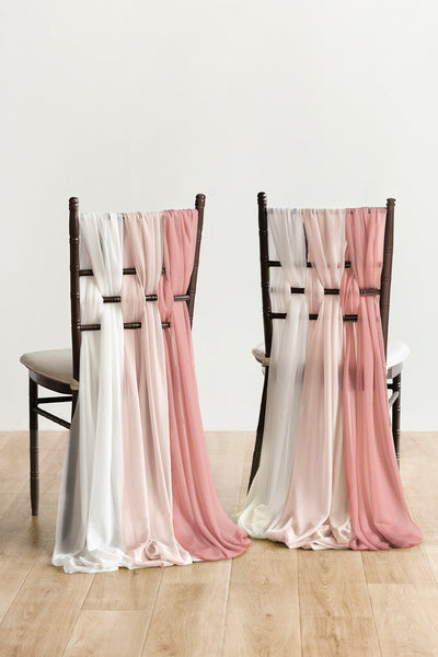 Ombre Aisle Marker Drapings in Blush & Cream (Sets for 8 Chairs)