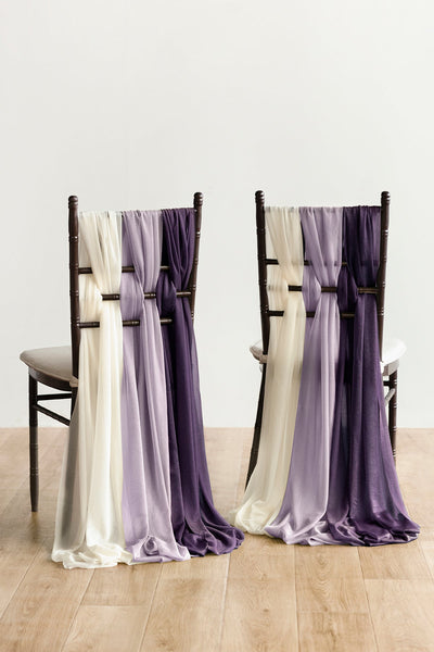Ombre Aisle Marker Drapings in Lilac & Gold (Sets for 8 Chairs)