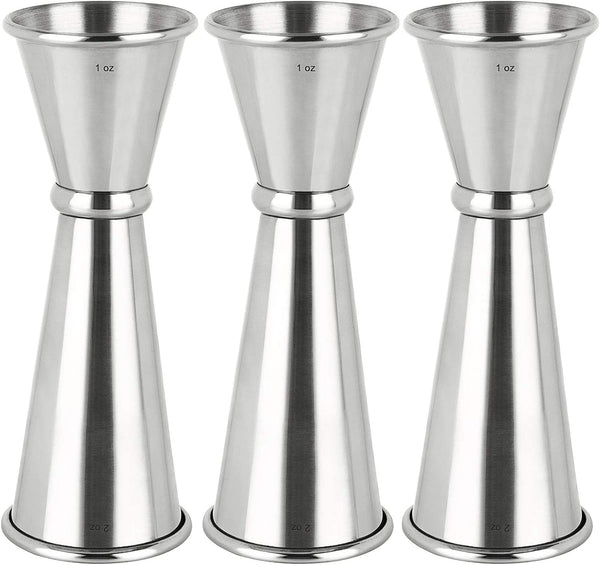 3PCS Double Jigger & Cocktail Jiggers Stainless Steel 1 Ounce X 2 Ounce Alcohol Measuring Tools