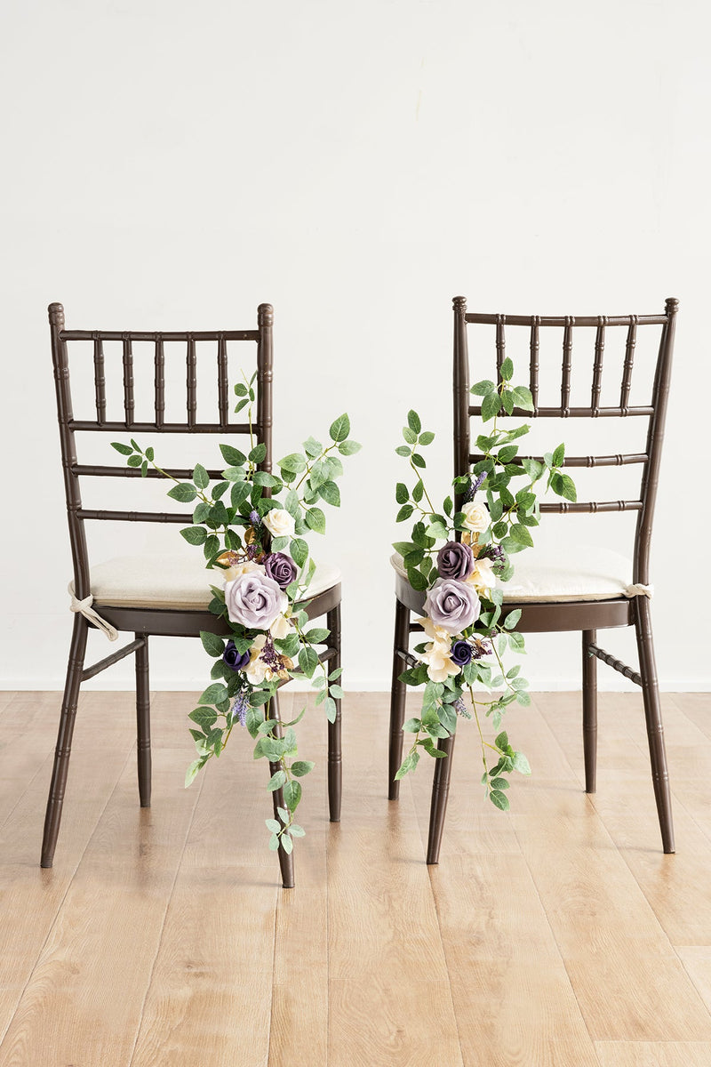 Wedding Aisle Chair Flower Decoration - Lilac  Gold