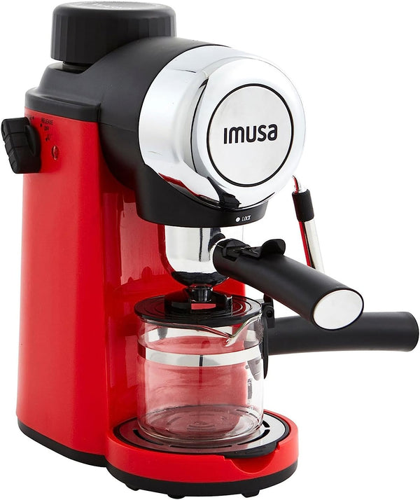 Imusa 4 Cup Epic Electric Espresso/Cappuccino Maker (Cafe Cubano, Cortadito, Colada, Cafe con Leche), Red