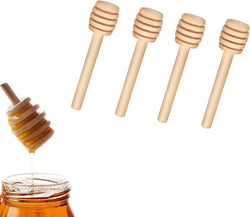 ICEYLI 4 Pcs (6.3 Inches) Wooden Honey Mixing Stirrer Honey Dipper Sticks Honey Comb Stick Honey Spoon Collecting Dispensing Drizzling Jam