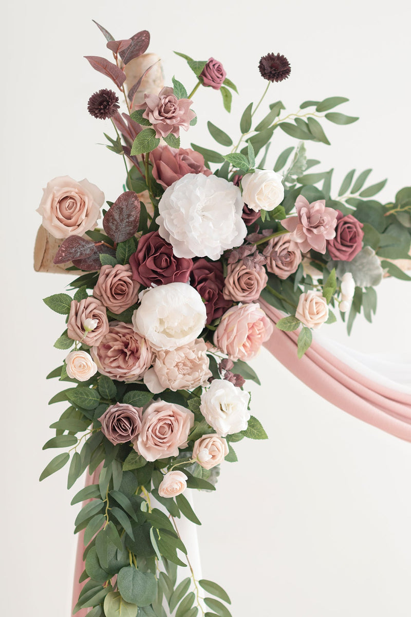 Flower Arch Decor with Drapes - Dusty Rose  Mauve