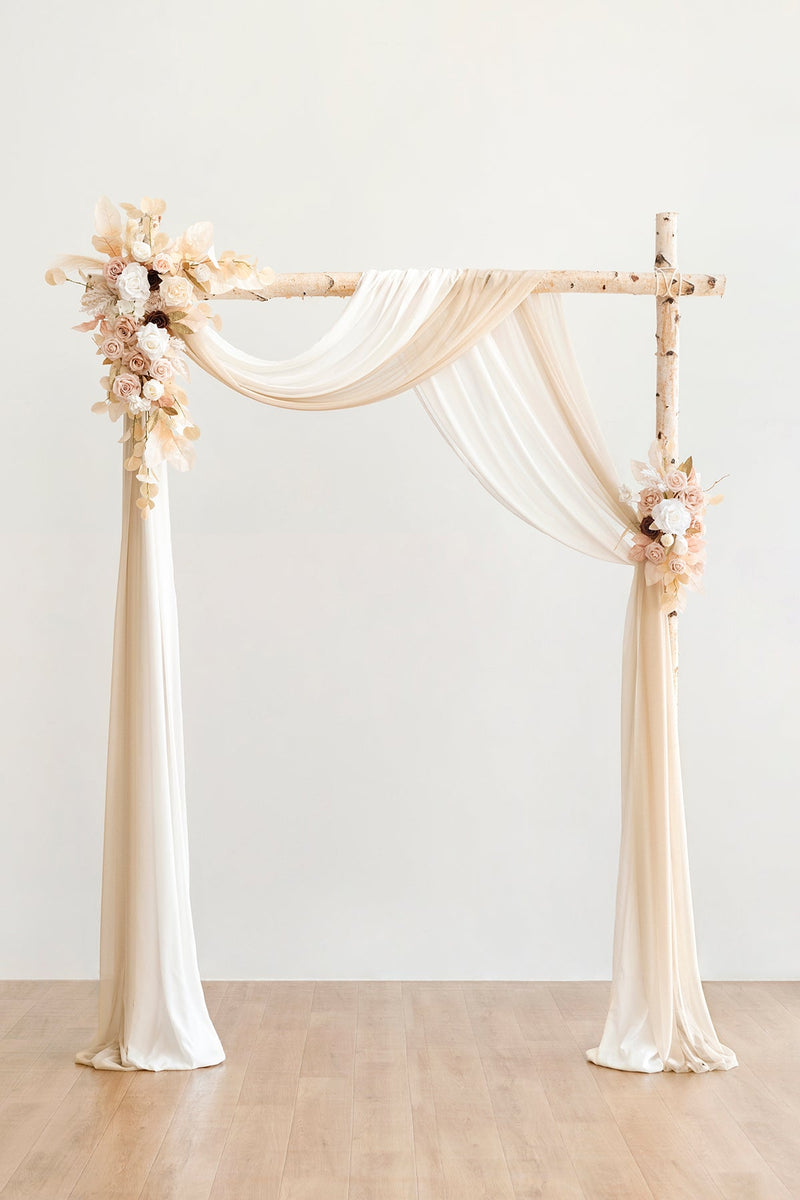 White  Beige Flower Arch Decor with Drapes