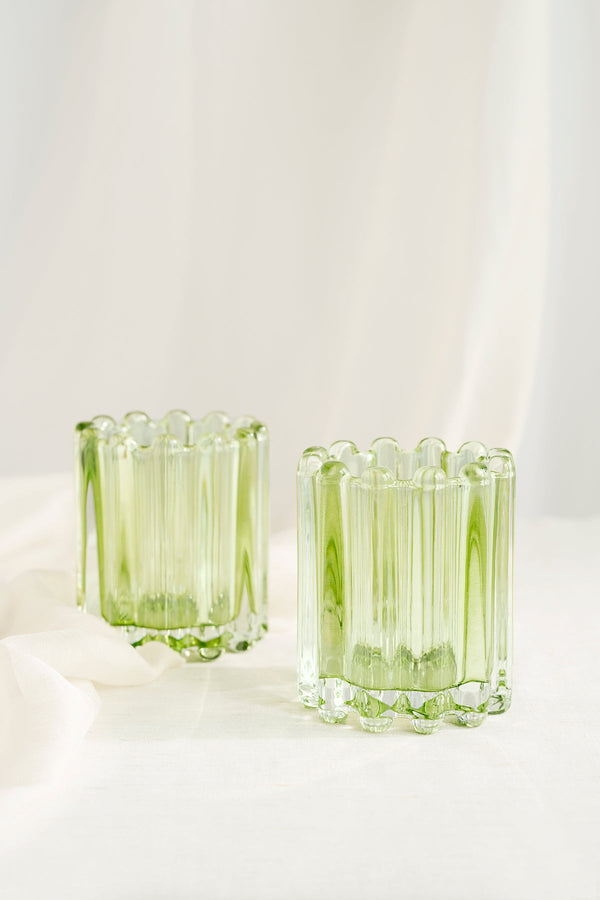 Emerald  Tawny Beige Glass Vases - Clear Cylindrical