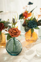 Glass Colored Vases for Decoration in Dark Teal & Burnt Orange