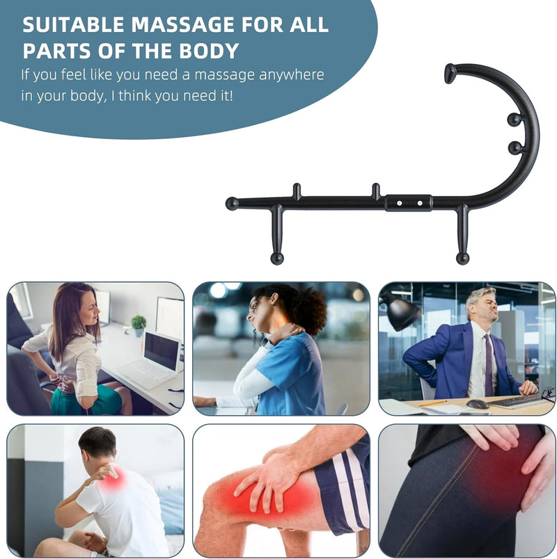 KEINE MARKE Back and Neck Massager Trigger Point Massage Tools Massage Cane for Pain Relief and Self Massage Hook Therapy Handheld Back Neck Shoulder Massager Gift for Women & Men Black