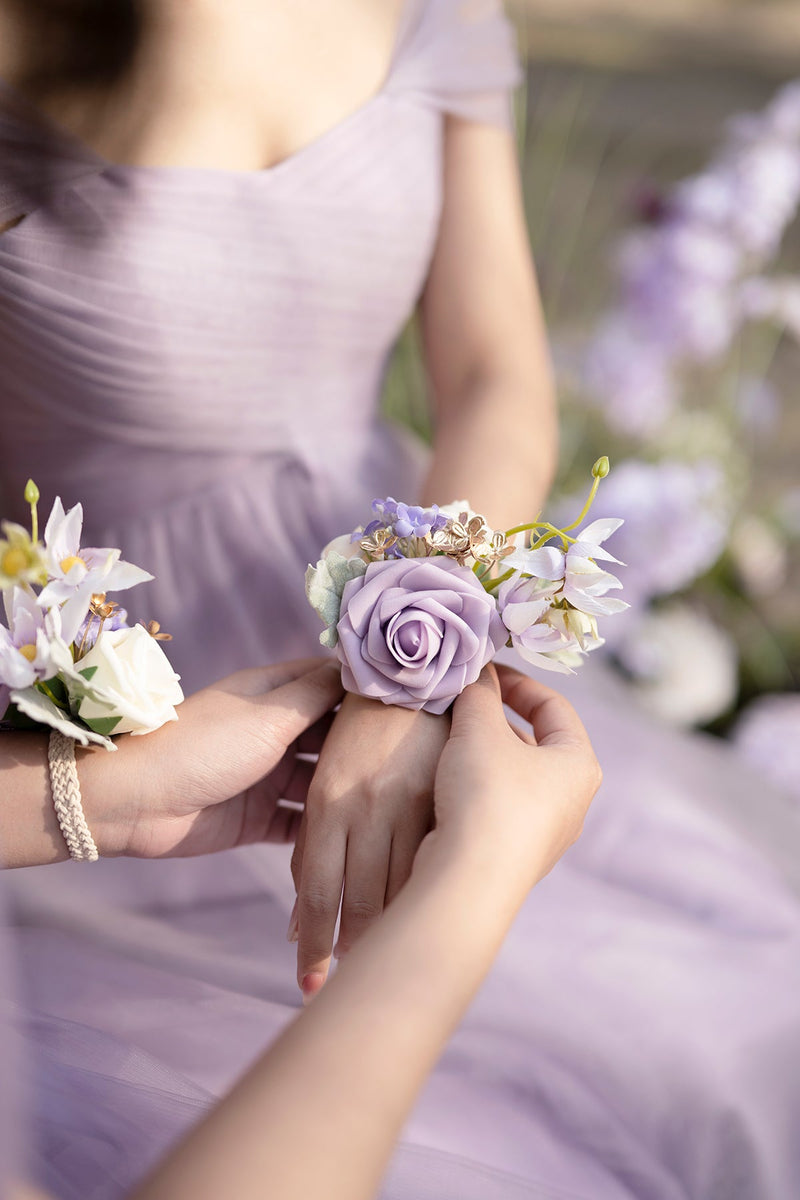 Lilac  Gold Wrist Corsages