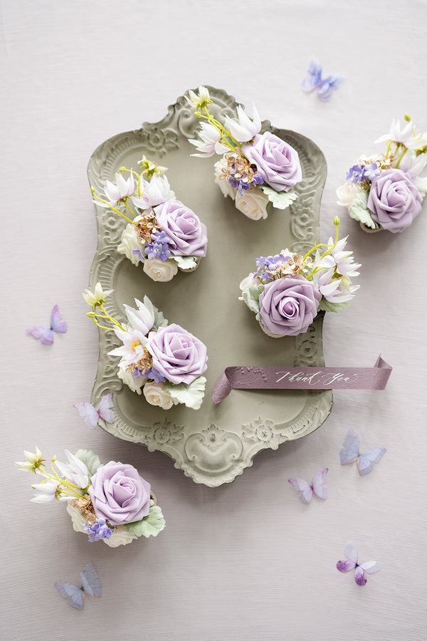 Lilac  Gold Wrist Corsages