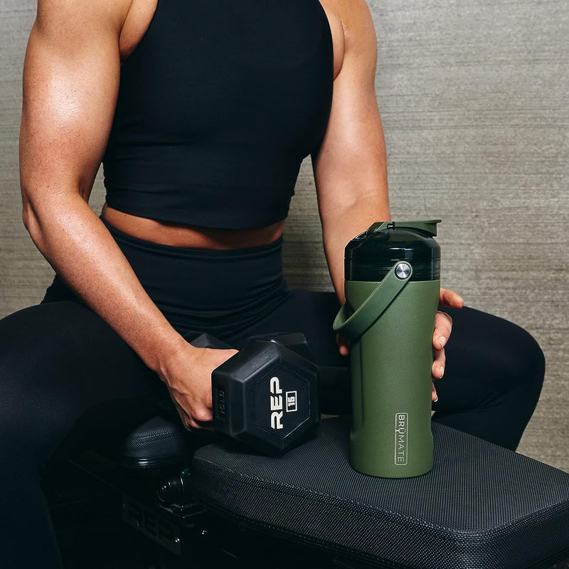 BrüMate MultiShaker Blender Shaker Bottle | 100% Leakproof Insulated Stainless Steel Shaker Bottle | Protein Shaker Bottle, and Pre Workout Bottle for the Gym | 26oz (Matte Black)