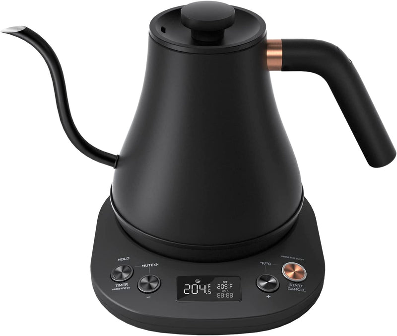 Mecity Electric Gooseneck Kettle With LCD Display Automatic Shut Off Coffee Kettle Temperature Control Hot Water Boiler to Pour Over Tea, 1200 Watt Quick Heating Tea Pot, 0.8L, Matt Black