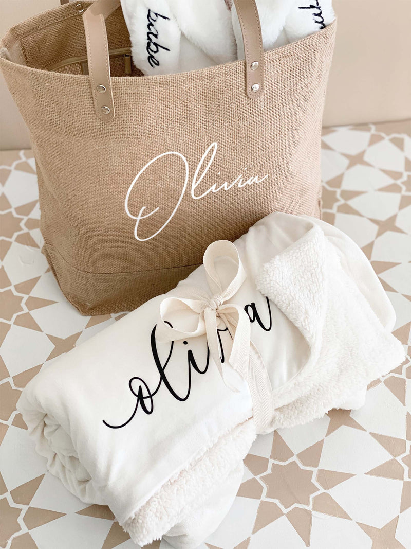 Customized Sherpa Blanket - Personalized Winter Gift for Bridesmaids and Birthdays