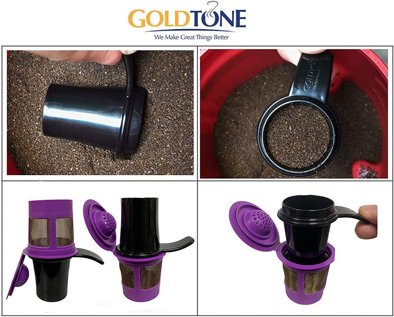 GoldTone 2-in-1 Reusable 1 Ounce Coffee Scoop and Tamper - Scoop, Fill, Tamper - Designed for Use with Keurig My K Cup System