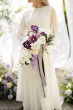 Standard Cascade Bridal Bouquet in Lilac & Gold