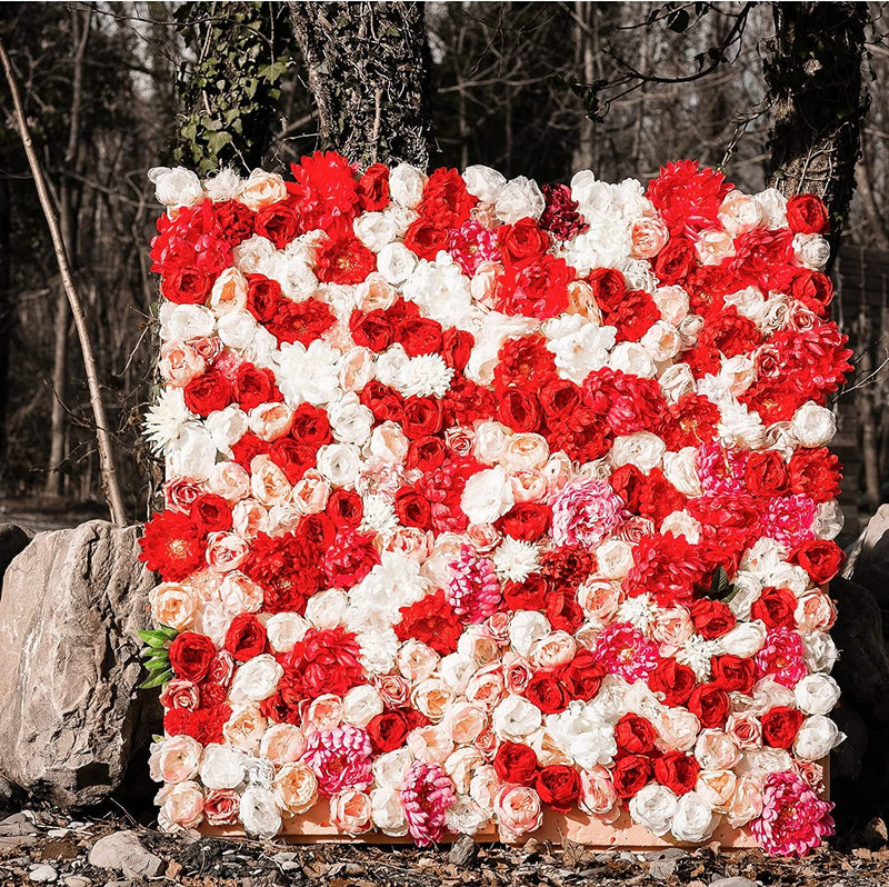 Artificial Flower Grid Panels - 24 Pieces - 10x10 Inch - Plastic Fences Decorative Wall Display - Wedding Party Decoration