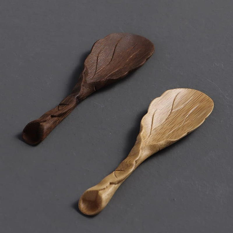 VOSAREA Chinese Tea Set Chinese Tea Set Bamboos Tea Leaf Shaped Chinese Kung Fu Tea Scoop Shovel Fittings for Jam Condiments Seasoning Mustard Ice Cream Bulk Bulk